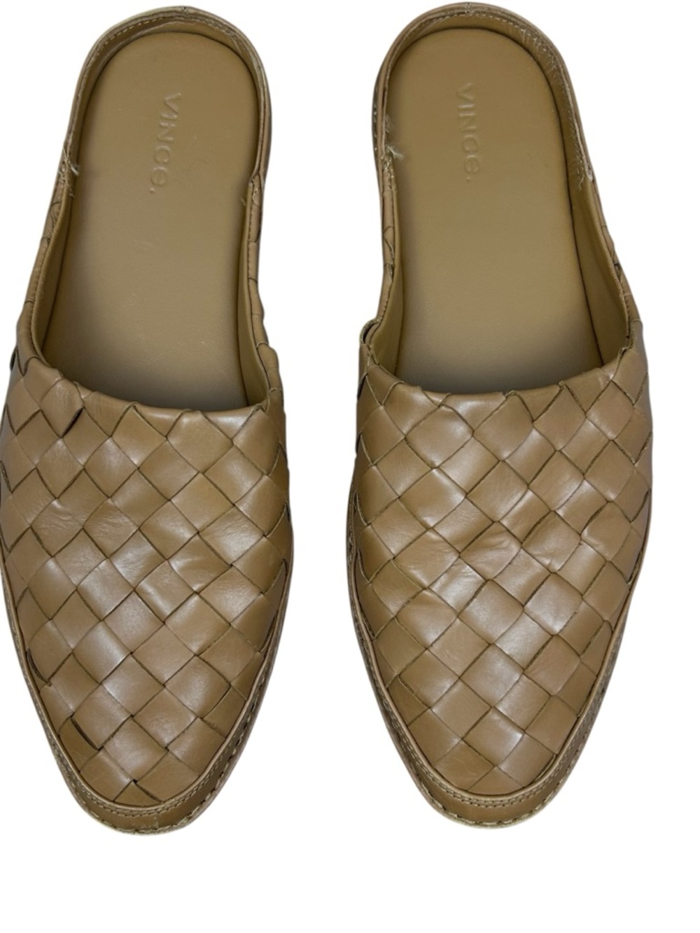 Vince Freeman Woven Leather Mule Flats Slip On Loafer Size US 8.5 EU 38.5 Brown - Picture 7 of 16